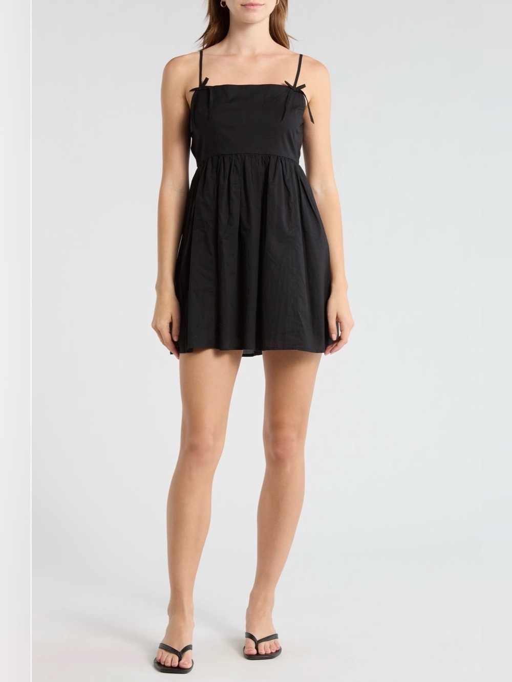 Black Spaghetti-Strap Mini Dress 100% Cotton
